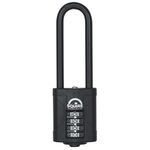 Squire Combination Padlock CP40/2.5 – 40mm Long Shackle Combination Padlock (Black) – Re-Codable 4-Digit Push Button Lock – Ideal for Gates & Large Lockers