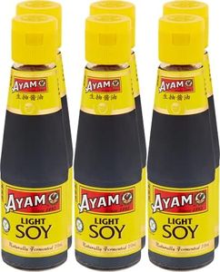 AYAM Light Soy Sauce | High Quality | Enhance Flavours | for Vegans | Dairy, Gluten, Nut, Egg, Shelfish Free | Great Taste | Naturally Fermented | Non-GMO, No Added MSG, No Preservatives - 6 x 210ml