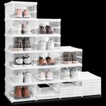 ABOUT SPACE Shoe Box- 6 Tier Transparent Shoe Rack for Home | Collapsible Shoe Organiser with Door-Foldable Sneaker Box | Slipper Stand for Men, Women Heels, Boots, Loafers (L 25.6 x B 34.5 x H 105cm)