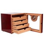 HEEPDD Cigar Box, 4 Drawer Cigar Humidor Cabinet Box with Hygrometer Large Capacity Cedar Wood Cigar Humidor for 100 Cigars (8.9 x 9.5 x 8.7in)