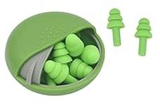 finerr Ear Plugs, Soft Silicone, Noise reducing, Reusable earplugs for Sleeping, Work, Studying, Travel, Shooting Range and More, Set of 5 in 1 Colour Matching case - UK Brand (Green)