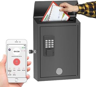 Mailbox with Electronic Lock, Wall Mount Locking Postbox for House, OTP/APP Bluetooth/Wi-Fi/Fixed Code/Key Unlock, Large Capacity for Collect Letters, Key Drop Box, Black, Waterproof, 14x4x10in