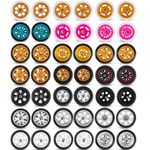 Poen 21 Sets Model Car Replacement Wheels 1: 64 Wheels 1/64 Scale Wheels Rubber Tires for Model Cars Rims Accessories, Mixed Styles (Trendy Color,Classic)