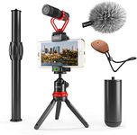 Movo VXR10+ Smartphone Vlogging Kit with Mini Tripod, Phone Grip, and Video Microphone Compatible with iPhone and Android - for YouTube, TIK Tok, Filming, Vlogging