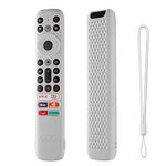 Oboe Silicone TV Remote Cover Case Compatible with TCL Tv Remote RC802NU1 / IFFALCON Smart LED TV Remote Protective Cover with Lanyard (White) [Remote NOT Included]