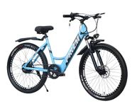 Neelam E PRIZM Unisex Electric Bicycle T-26 High Tensile Steel Frame| Disk Brake|INBUILT Battery 36V-250W |7.8AH|Suspension Fork|Battery Indication Display |Saddle with Memory Foam Color-Ice Blue