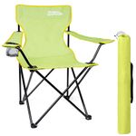 just be... Folding Camping Chair for Adults and for Kids Lightweight Foldable Chair Suitable for Outdoors. Chairs for the Beach, Lawn, Camp, Fishing Trip and Garden- Light Green with Yellow Trim