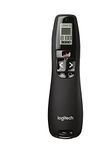 Logitech R800 Wireless Presentation Remote, 2.4 GHz with Nano USB-Receiver, Red Laser Pointer, Slideshow Buttons, 30-Meter Operating Range, LCD-Display for Time Tracking, 6 Buttons, for PC - Black