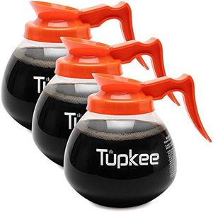Replacement Coffee Pot Decanter Commercial - 64 oz. 12-Cup, Set of 3 Orange Handle - Decaf - Glass Coffee Pots Carafe