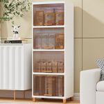 Closet Organizers and Storage,4 Tiers Plastic Storage Drawers,Kitchen Storage Cabinets with Door,Storage Drawers Organizer,White Closet Storage Bins for Book Storage,Snack and Bathroom Organizer