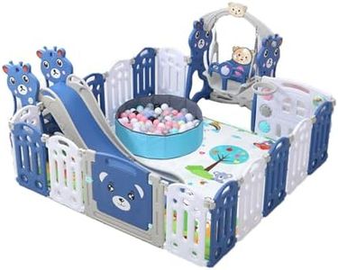 Nine point nine Playpen for Baby and Toddler, Large Play Pen with Mat, Foldable Infant Fence, Child Activity Center Play Yard Playground Park Indoor Outdoor for Kid with Anti-Collision Foam (C 20+2)