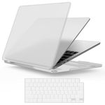 IBENZER Compatible with 2024 2023 2022 MacBook Air 13 inch Case M3 A3113 M2 A2681, Hardshell Case & Keyboard Cover for Mac Air 13.6 with Touch ID, Frost Clear, CA-AT13-KK-CL+1