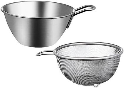 OKUMEYR 1 Set Stainless Steel Mixing Bowls Metal Mixing Bowls Metal Colander Salad Mixing Bowls Food Strainer Stainless Steel Colander Rice Colander Steel Strainer Sieve Small Water Filter