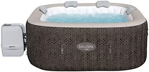 Bestway SaluSpa AirJet 4 to 6 Person Inflatable Hot Tub Square Portable Outdoor Spa with 140 Soothing AirJets and Cover, Brown