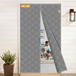 Yotache Magnetic Thermal Insulated Door Curtain Fits Door Size 60 x 80 inch, Door Curtain Size 62" x 82" Weatherproof Oxford Material Door Screen Covers Keep Cold Drafts Out, Gray