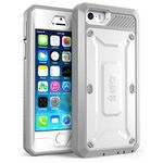 SUPCASE Unicorn Beetle Pro Heavy Duty Full-body Rugged Hybrid Protective Cover with Belt Clip Holster for Apple iPhone 5S, White/Gray