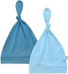 KYTE BABY Rayon Made from Bamboo Baby Beanie Hats Soft Knotted Caps - 2 Pack (3-6 Months, Teal/Azure)