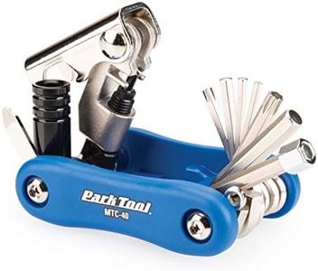 Park Tool MTC-40 Bicycle Multi-Tool with 2.5 to 8mm Hex Wrenches, T25 & T30, Screwdriver, Chain Tool & CO₂ Inflator Adapter