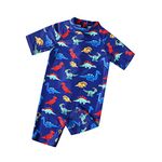 Ewbob Boy Swimsuit Sun Protection Short Sleeve Bathing Suit Kids Dinosaurs All in One Piece Swimwear Ages 18 Months to 6 Years Swim Costume for Swimming Lessons, Beach and Pool,C1-002,2-3Y