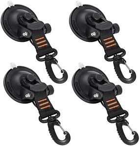 CONBOLA Suction Cups Hooks 4 Pieces Outdoor Car Camping Essentials Heavy Duty Upgraded Tie Down Suction Cup,Camper Accessories Strong Power for RV Boat Window Glass Camping Trap.(4 pcs,Orange)