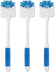 YeuDeuy Long Handle Bottle Brush, Bottle Brush Cleaner with Dual Function Bristles for Water Bottles, Glasswares, Mugs, Thermoses, Baby Bottles, Blue 3 Pack