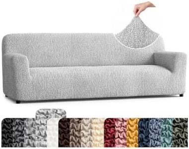 PAULATO BY GA.I.CO. Sofa Slipcover - Stretch Couch Cover - Stylish Cushion Sofa Cover - Soft Fabric Slip Cover - 1-Piece Form Fit Washable Protector for Pet - Microfibra Collection - Light Grey