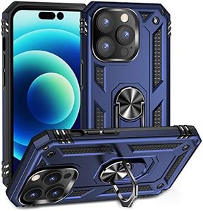 Fetrim Funda para iPhone 14 Pro MAX, Carcasa Shock Absorción de con Anillo de rotación Soporte para Apple iPhone 14 Pro MAX Azul Marino