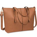 Laptop Bag for Women 15.6 Inch Tote Bags Waterproof Lightweight Leather Computer Laptop Totes Women Business Office Work Bag Briefcase Large Travel Handbag Shoulder Bag Brown