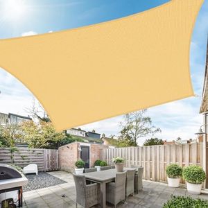 Duerer Sun Shade Sail Canopy 12' x 16' Rectangle, 95% UV Block, Permeable 185GSM Sail Shade Cover for Patio, Garden, Pergola, Backyard, Outdoor Facility & Activities -Sand