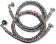 Premium Stainless Steel Washing Machine Hoses with 90 Degree Elbow, 4 Ft Burst Proof (2 Pack) Red and Blue Water Connection Inlet Supply Lines by Kelaro