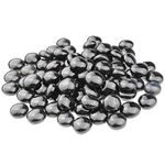 onlyfire Flat Fire Glass Beads for Propane Fire Pit, 1/2 Inch Reflective Firepit Glass Rocks 10 Pounds Flat Marbles for Gas Fireplace and Fire Pit Table, Onyx Black Color