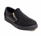 shelikes Womens Diamante Slip On Trainers UK 3-8 (UK 7, Black)