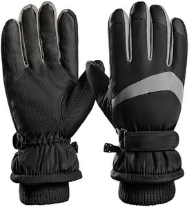 DOFOWORK Ski Gloves Men - Winter Gloves Warm for Men & Women, Waterproof Gloves Touchscreen, Snow Gloves Women, Black