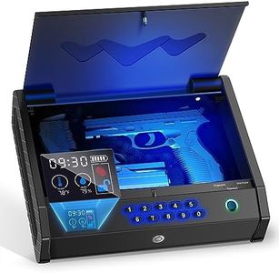 MOLICAR Gun Safe, Biometric Gun Safes for Handgun with LCD of Temp Humidity Battery, USB-C Port, Fingerprint Quick Access Pistol Safe for 2 Guns, Handgun Safe for Home Bedside Nightstand Car