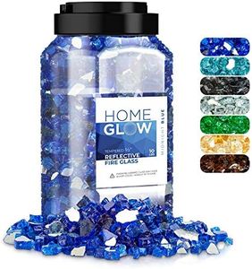 HOMEGLOW Fire Glass. Blue 1/2 inch. Reflective Tempered Glass Rocks for Propane or Gas Fire Pit or Fireplace. 10 Pounds.