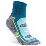 Frido Active Quarter Length Socks for Men & Women | Ideal for Badminton, Walking, Running, Gym & Sports | Anti-Sweat, Odor-Free | Cotton Nylon Grip Socks (IN, Alpha, S, 1, Cyan)