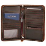 Polare Full Grain Leather Travel Passport Holder RFID Blocking Cover Case with YKK Zipper Travel Document Organizer Wallet Holders 2 Passports