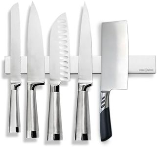 Magnetic Knife Holder, VanlonPro Stainless Steel Knife Magnetic Strip for Wall, Heavy Duty Magnet Strip for Knives, Magnetic Tool Organizer, Kitchen Utensil Holder, Easy Install Rack (16 Inch, Silver)