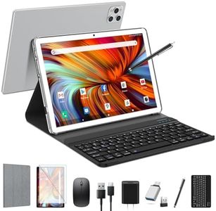 EITOMIN Tablet 10 inch 2024 Newest Android 13 Tablet 128GB ROM+16GB RAM+1TB Expandable Octa-Core Tablet with Keyboard 5G WiFi Tablet 1080FHD/13MPCamera/7000mAh/Bluetooth 5.0/GPS/OTG/Mouse/Pen Silver