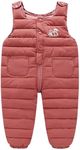 Panegy Kid’s Insulated Waterproof Snow Pants Windproof Warm Ski Bib Overalls Winter Classic Warm Soft Insulated Overalls Jumpsuit Snowboard Clothes Rouge 2-3 Years