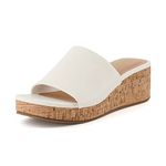 CUSHIONAIRE Women's Nano cork wedge sandal +Memory Foam, Wide Widths Available, Cream, 9