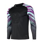 Sywiyi Kids Boys Padded Goalie Shirt Goalkeeper Jersey Tee Stylish Print Long Sleeve Football Training Tops Activewear Black 9-10 Years