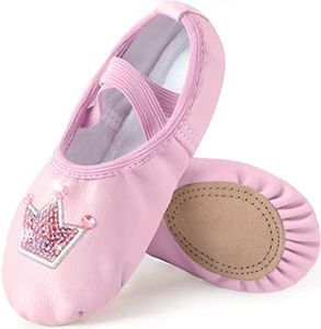 Mulnall Zapatillas de Danza Cuero Zapatos de Ballet y Gimnasia Baile para Niña (WX65-08-27)