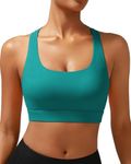 RUNNING GIRL High Impact Sports Bras for Women - Scoop Neck Strappy Sports Bra High Support Moulded Cup Workout Bra(WX3022 Storm Teal XL)