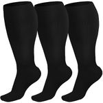 Evolyline Wide Calf Compression Socks for Women Medical, Plus Size Compression Socks Men Knee High, Flight Socks Support Socks for Women Compression Stockings for Large Calves Flying Nursing