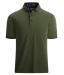 ALEX VANDO Mens Polo Shirts Short Sleeve Regular Fit Fashion Designed Shirt,Army Green,S