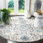 SAFAVIEH Madison Collection Area Rug - 6'7" Round, Cream & Light Grey, Boho Chic Glam Paisley Design, Non-Shedding & Easy Care, Ideal for High Traffic Areas in Living Room, Bedroom (MAD600C)