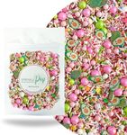 Hass Queen Sprinkle Mix| Made In USA By Sprinkle Pop| Shades Of Pink, Lime Green Sprinkles With Smiley Avocado Wafer Papers and Pastel Rainbow Hints| Sprinkles For Decorating Cake Cupcakes Cookie, 2oz