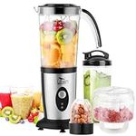 Jug Blenders, 5-in-1 Blender Food Processor, Uten Small Mini Portable Smoothie, Meat Grinder Jug Blenders for Kitchen, Maker for Milkshake, Fruit Vegetables Drinks etc, 1.25L-One Click