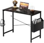 Pamray 32 Inch Computer Desk Small Spaces Desk with Storage Bag for Bedroom Writing and Home Office Work Small Study Desk Table Blcak